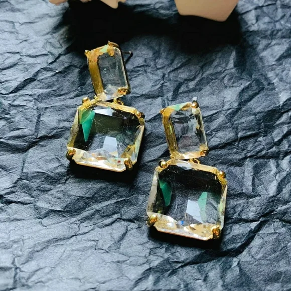 Anthropologie transparent glass dangle earrings; nwot - Picture 10 of 12